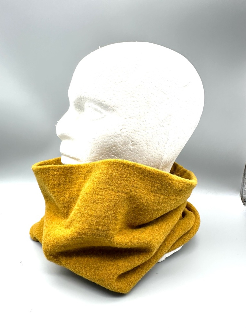 Buff Mustard Yellow Wool Blend Adjustable Neck Warmer Gaiter Made in Spain